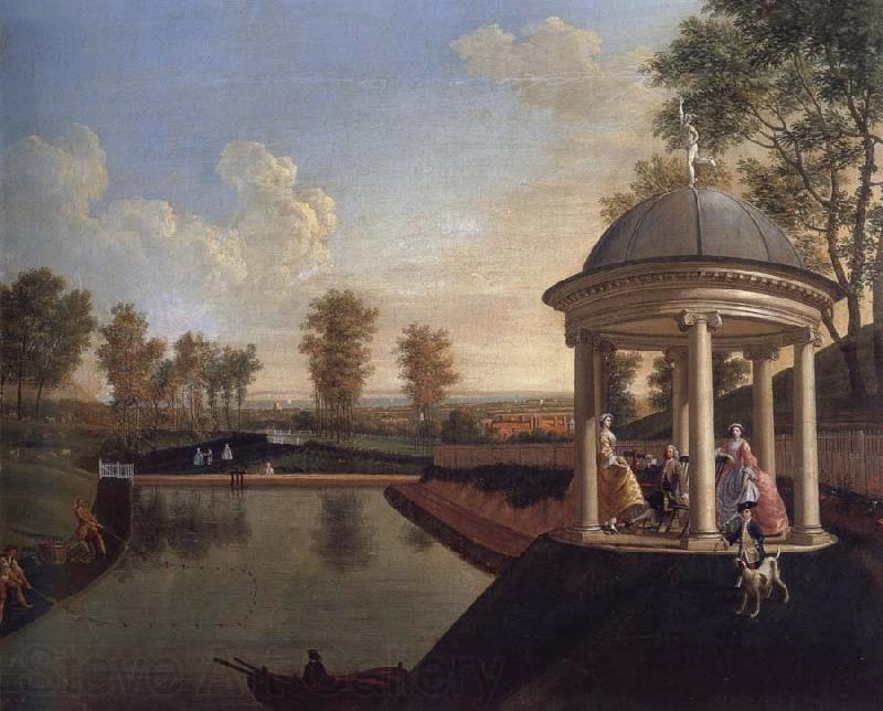 Edward Haytley The Brockman Family and Friends at Beachborough Manor The Temple Pond looking from the Rotunda Spain oil painting art